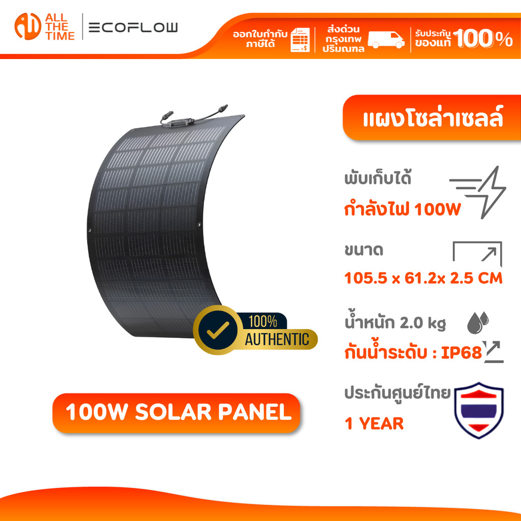 EcoFlow 100W Portable Solar Panel ของแท้ประกันศูนย์ไทย 1 ปี