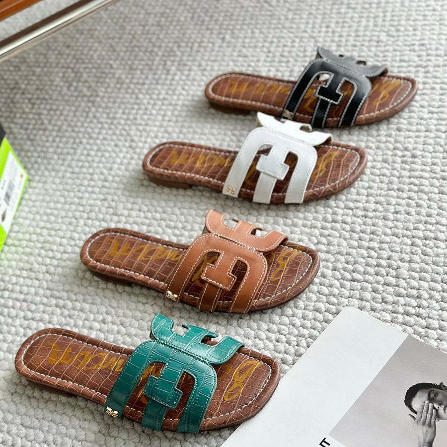 U4T9 Herme * รองเท้าแตะชายหาดสไตล์มินิมอล Lazy Slip-On รองเท้าผู้หญิงรองเท้าแบน