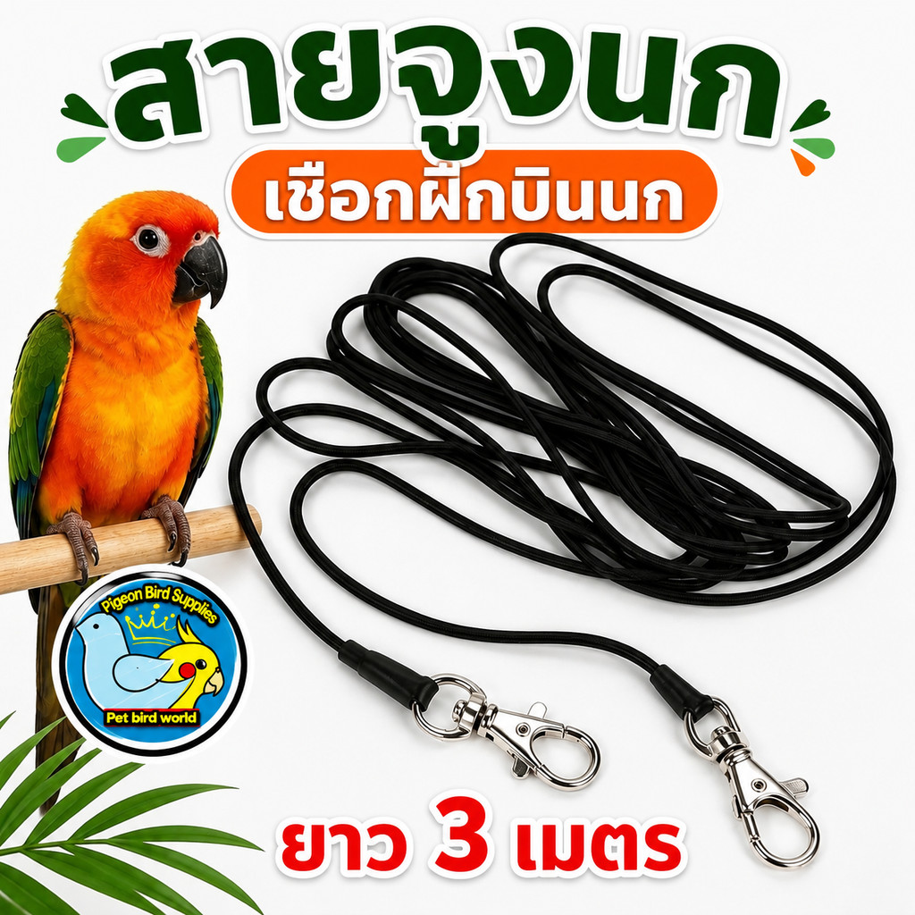 สายจูงนก สายจูงนกแก้ว ฮาร์เนสนกแก้ว ฮาร์เนสนก เชือกฝึกบินนก อุปกรณ์ฝึกนก สำหรับนกแก้ว ค็อกคาเทล เลิฟเบิร์ด บัดจี้