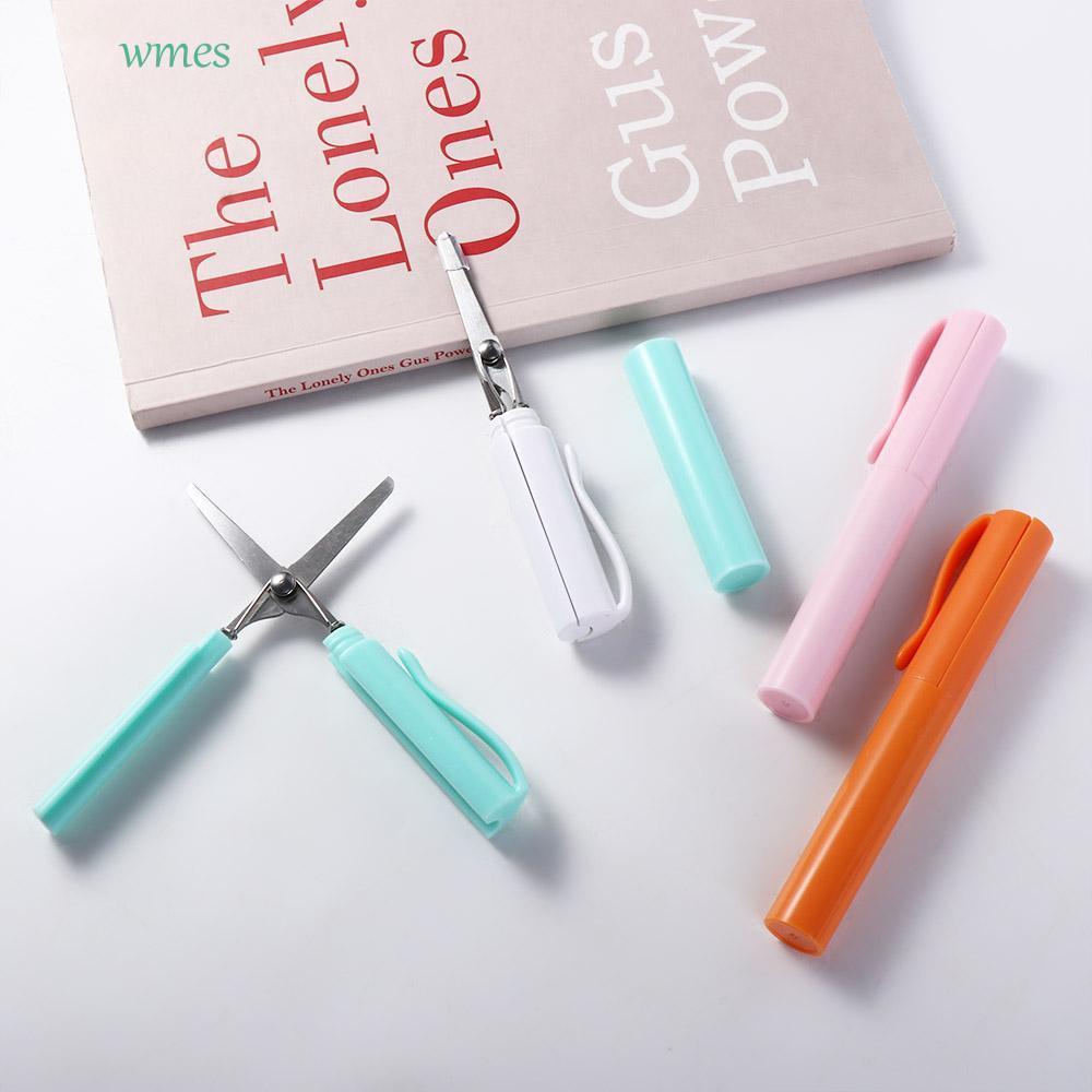 WMES1ZA ปากการูปร่างกรรไกรแบบพกพา Creative เด็กสํานักงานนักเรียน DIY ปลอดภัยพับกรรไกร