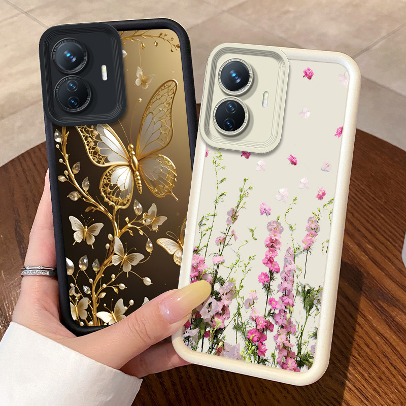 สําหรับVivo Y55 2022 4G/T144W/T1 (Snapdragon 680)/T1(4G)/IQOO Z6 44Wเคสโทรศัพท์ดอกไม้น่ารักการ์ตูนแฟ