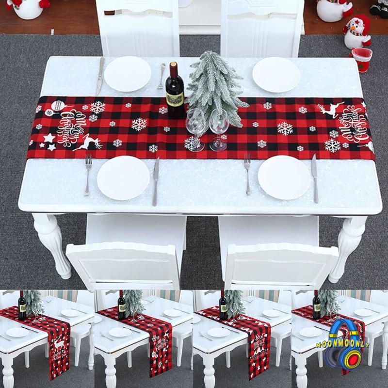 MOON Christmas Table Runner Holiday Table Runners ผ้าปูโต๊ะ Placemat สําหรับห้องรับประทานอาหารตกแต่ง