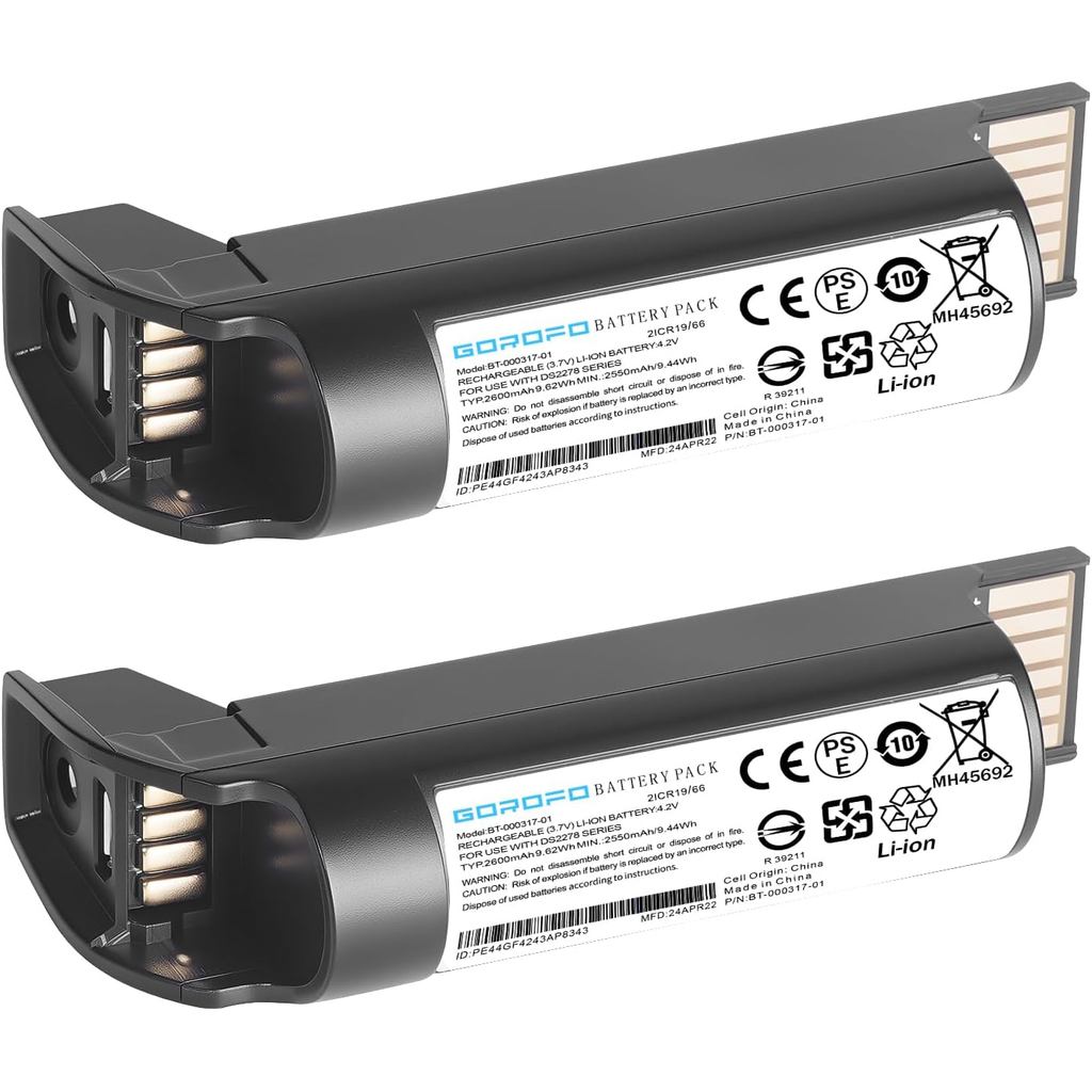 แบตเตอรี่เปลี่ยนสแกนเนอร์ DS2278 2 แพ็คสําหรับ Zebra DS22 BT-000317-01 DS22 DS2208 CR2278 CR2278-PC 