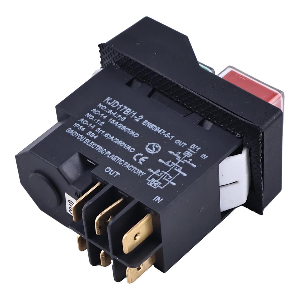JEENDA KJD17 B1-2 สวิตช์ปุ่มกด AC250V/16(15) A T85/55 5E4 IP55 6Pins