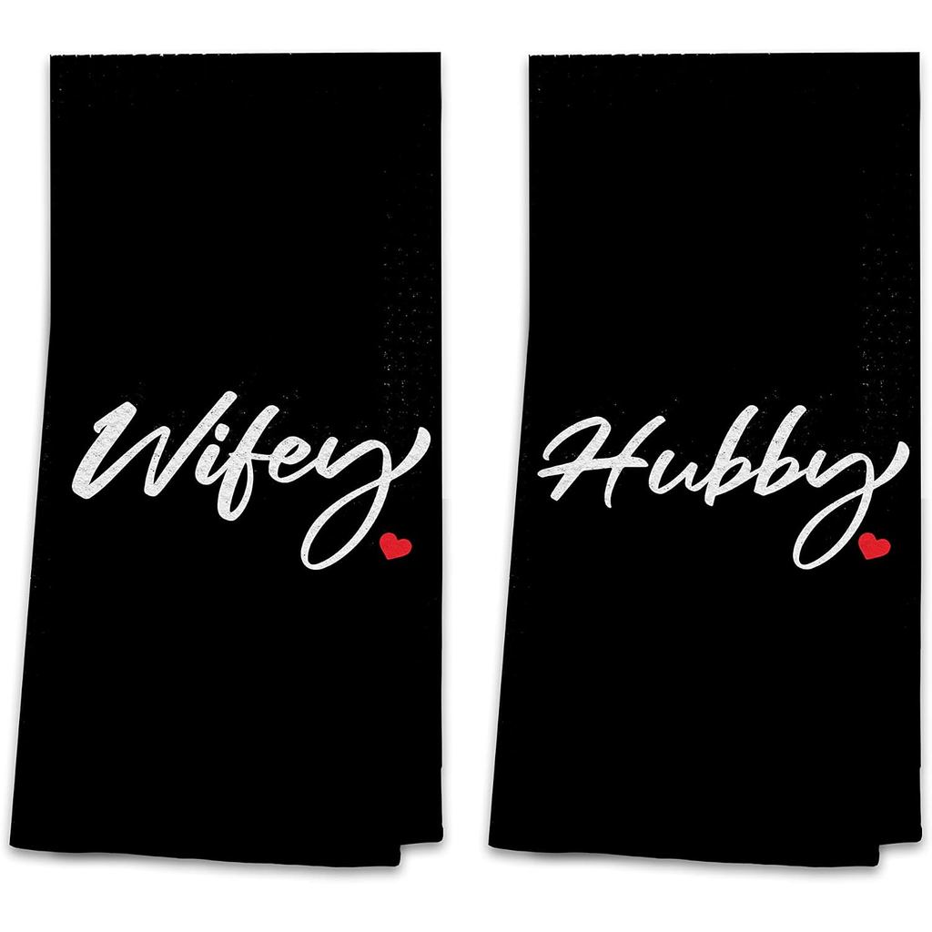 OHSUL Wifey และ Hubby ผ้าขนหนูอาบน้ําดูดซับสูงชุด 2 ชิ้น,Hubby Wifey Beach ผ้าเช็ดตัวสําหรับคู่รัก,ข