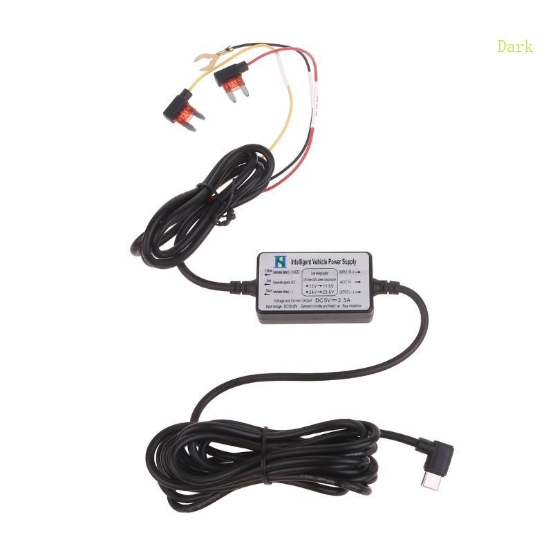 Dark Type C Car Charger Cable 12V 30V ถึง 5V2 5A Step Down Module Power Adapter