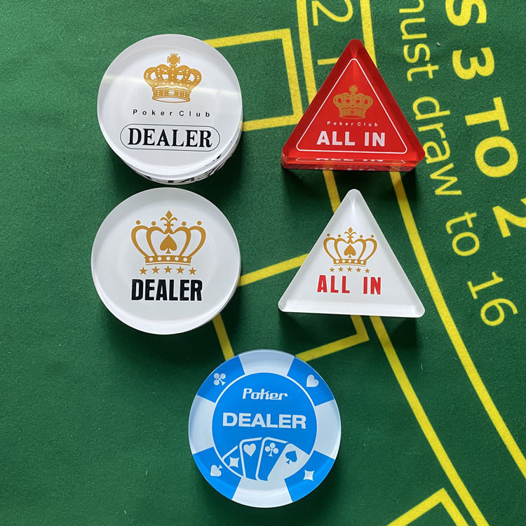 【ks1467.th】 德州扑克庄码全押牌透明亚克力DEALER皇冠款DEALERALLINTexas Hold'em House Code Full Stake Transparent Acryli