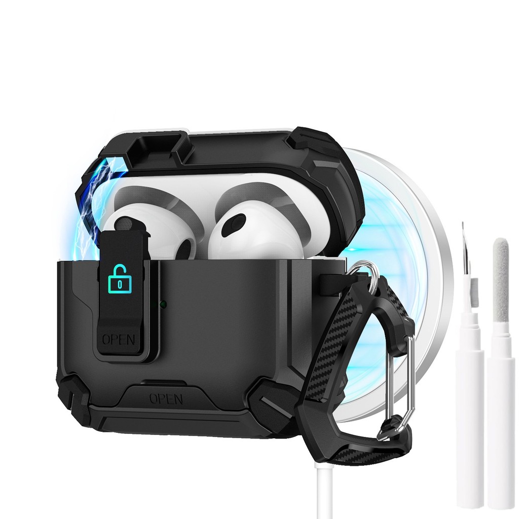 Magnetic Flip-Open เข้ากันได้กับ AirPods 5/4 ปลอดภัยล็อคที่วาง For AirPods Pro 3 Gen 3 3rd Case พร้อมที่วางโทรศัพ