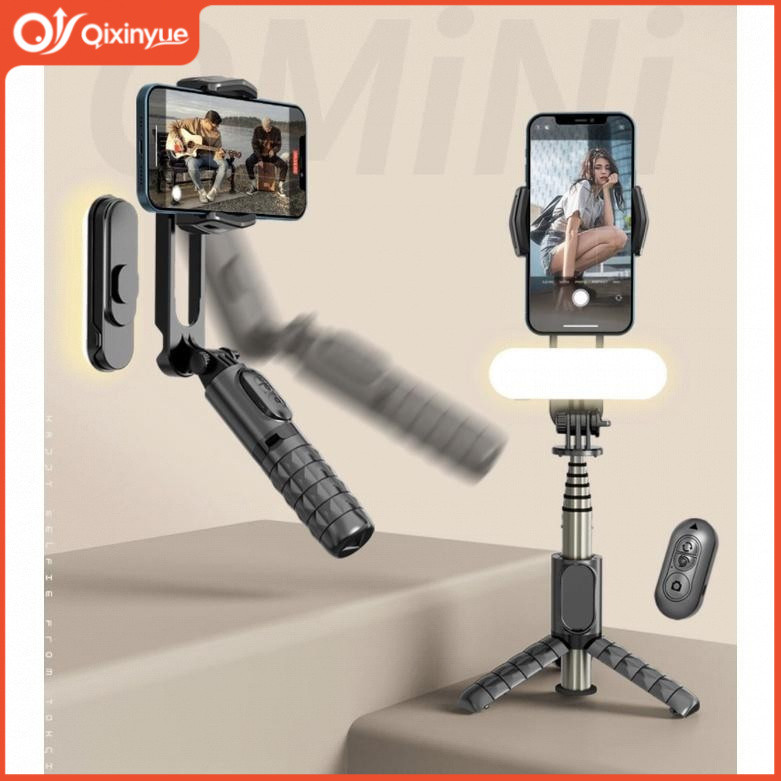 [QXY] ไม้เซลฟี่บลูทูธไร้สาย Pendiri Mini Handheld Gimbal Q09 พร้อมไฟเติมที่ถอดออกได้