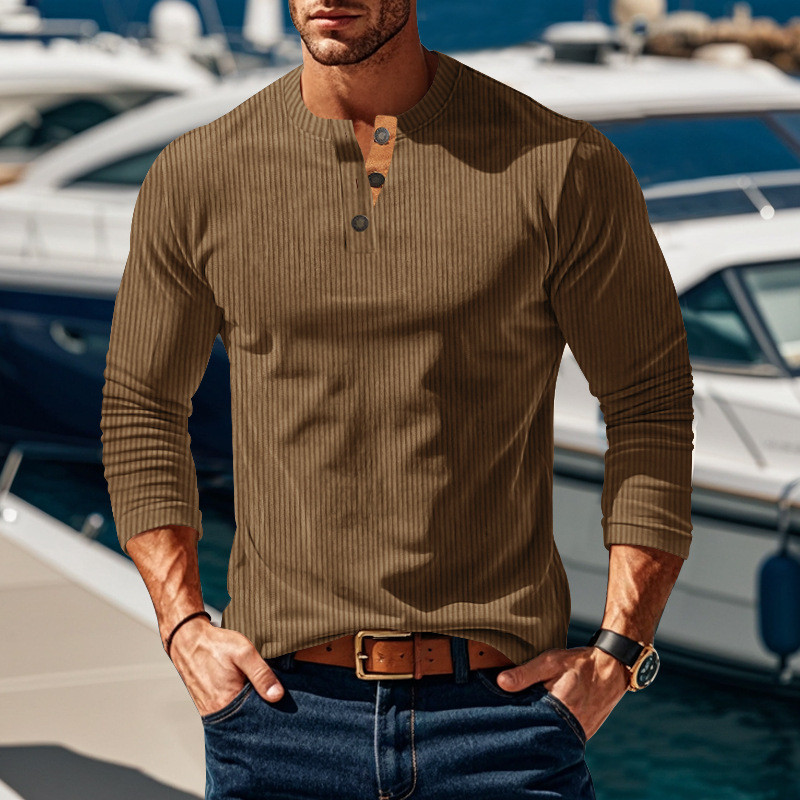 ZONE เสื้อยืดแขนยาวผู้ชาย Bottoming เสื้อ Corduroy Slim-Fit