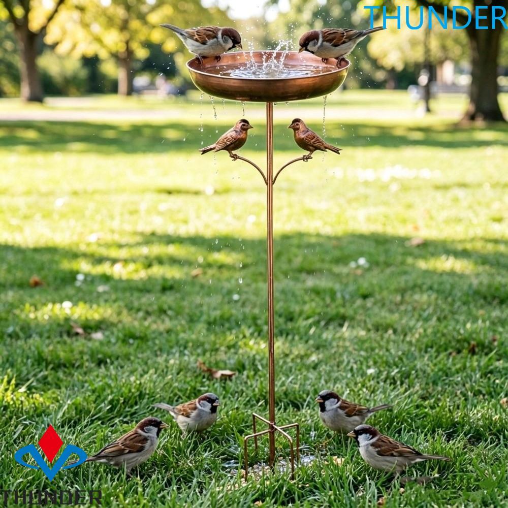 THUNDER Iron Bird Bath Feeder, กันสนิมโลหะยืนชามอิสระ Birdbath, ถาดน้ําพุ Vintage Hummingbird Feeder Heavy Duty Feeding Station สนามหญ้า Backyard