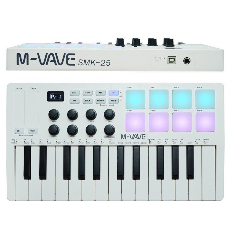 M-VAVE SMK-25 MIDI คีย์บอร์ดคอนโทรลเลอร์คีย์บอร์ดแบบพกพา RGB Strike Pad คีย์บอร์ด