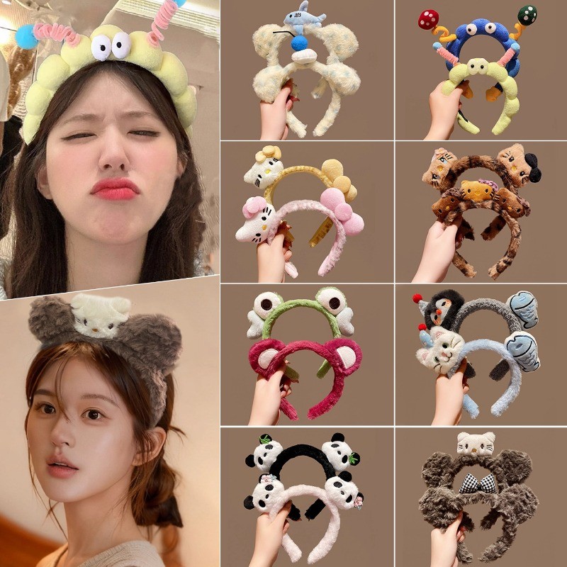 ที่คาดผมตุ๊กตาแพนด้าออกแบบสัตว์น่ารักไม่ลื่นแต่งหน้าที่คาดผมซักผ้า