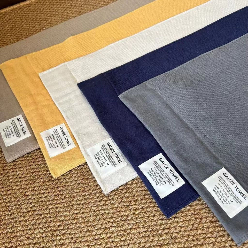 New Product#Men's cotton gauze towel, simple and absorbent, all-cotton crinkled gauze, solid color, 