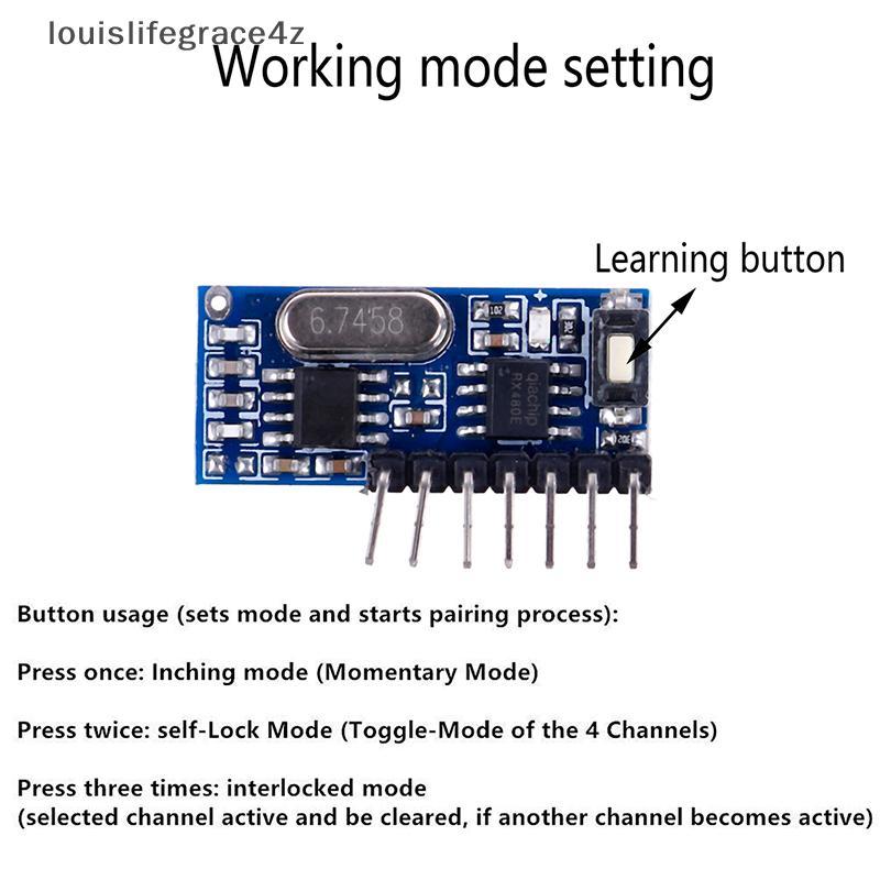433Mhz Wireless RF 4 Channel Output Receiver Module and Transmitter EV1527 รหัส