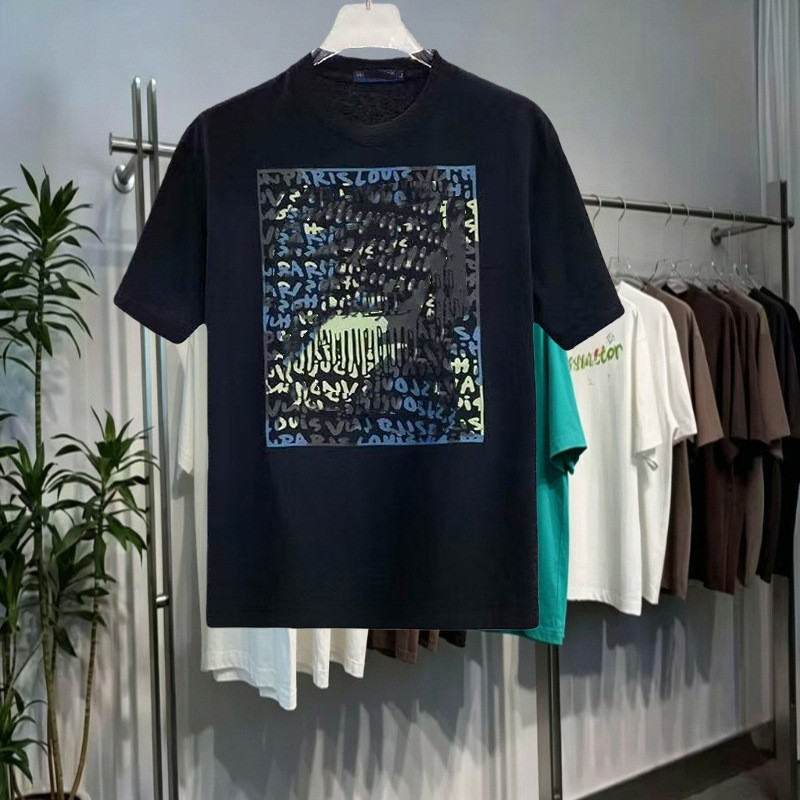 0EWE L1s-v #Summer แฟชั่นลําลองแขนสั้นคอกลมเสื้อยืดพิมพ์โลโก้ผู้ชายผู้หญิง