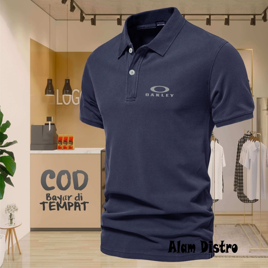 เสื้อยืด Okley Collar Round Text Silver Adult Collar T-Shirt Wangki Mens Polo T-Shirt Uniform T-Shir