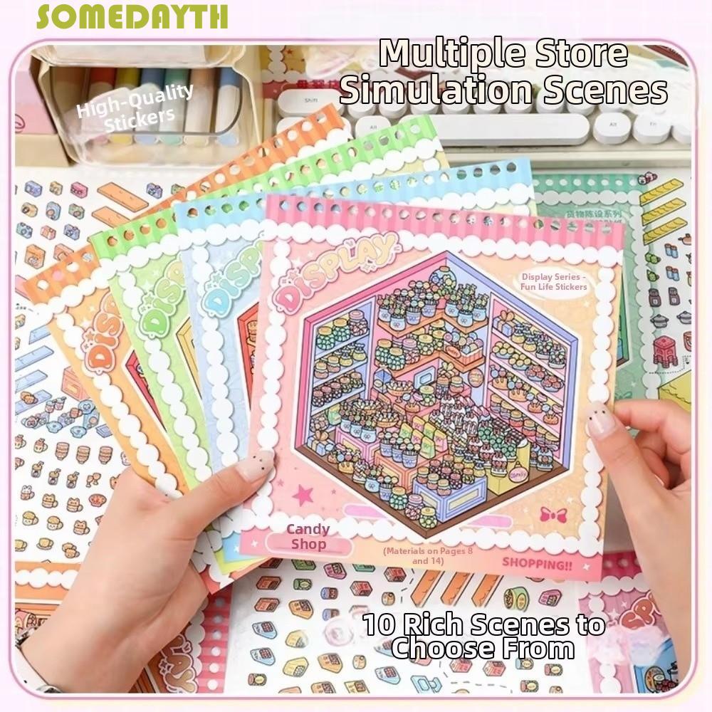 SOMEDAY Store Code Goods Sticker, 3D Cut Kawaii Landscape Sticker Book, Cargo Diy-cut Scene Collecti