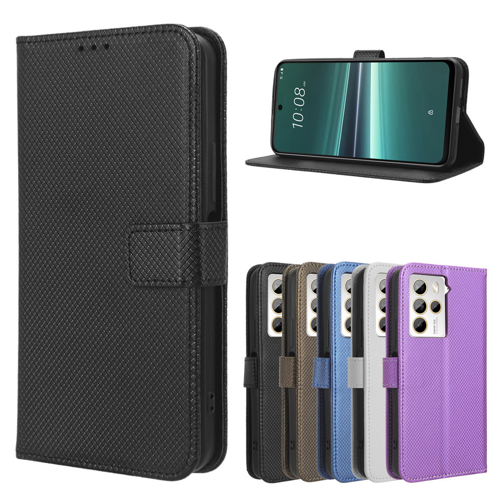 เหมาะสําหรับ HTC U23, U23 Pro Diamond Pattern Leather Case Phone Case Card Protective Case Men Women