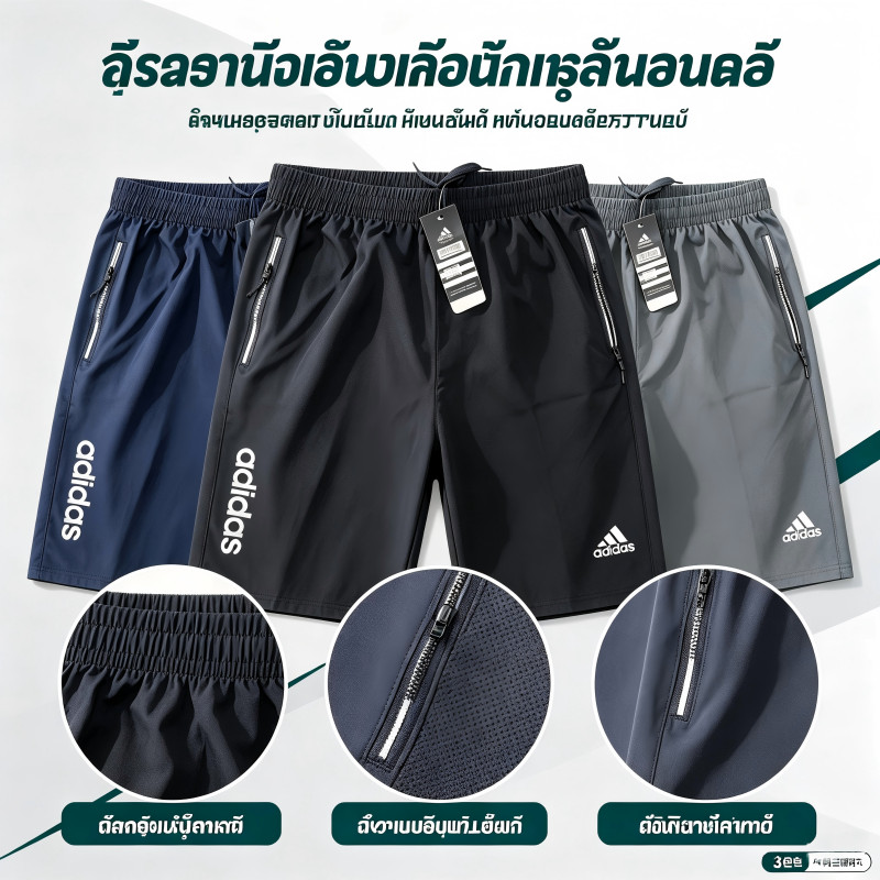 กางเกงขาสั้นกีฬาผู้ชาย ผ้าแห้งเร็วระบายอากาศ ลำลองเหมาะเที่ยวสงกรานต์ ออกค่าย วิ่งออกกำลังกาย ส่งกทม.วันเดียว พร้อมส่ง