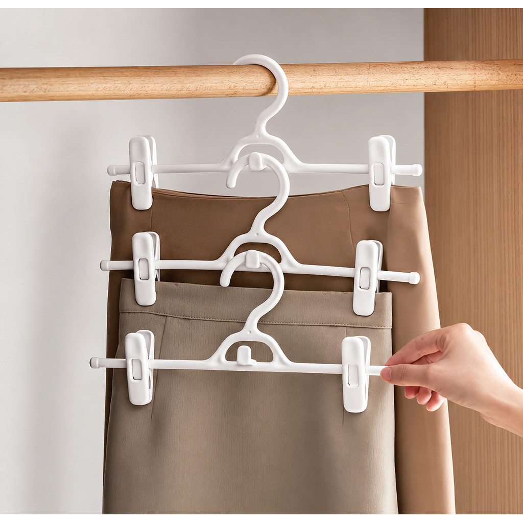 Omocha | (1 set 5 ชิ้น) Trouser clip hanger ไม้แขวนเสื้อ กางเกง ไม้หนีบกางเกง