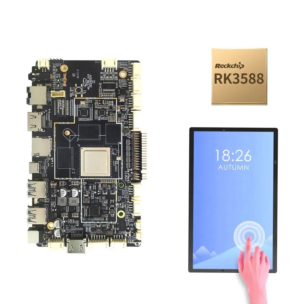 HKUA 8K Rockchip RK3588 Android 12 อุตสาหกรรมอัจฉริยะ AI เมนบอร์ด LTE 5G WiFi LAN HD 6.0 NPU
