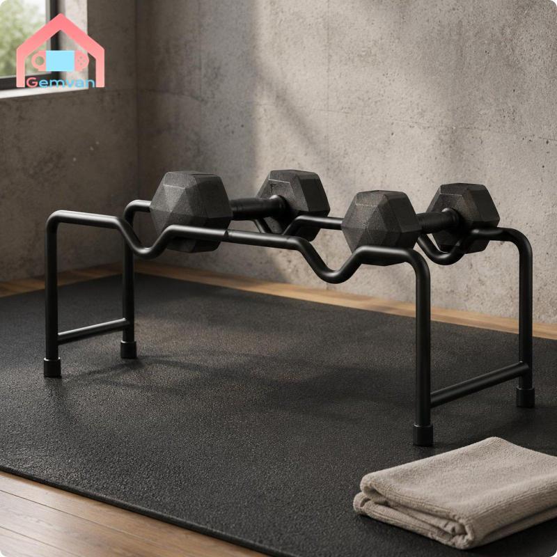 Ronyme Barbell และ Dumbbell Rack ง่ายต่อการจัดระเบียบ Dumbbell Storage Rack แผ่นยาง