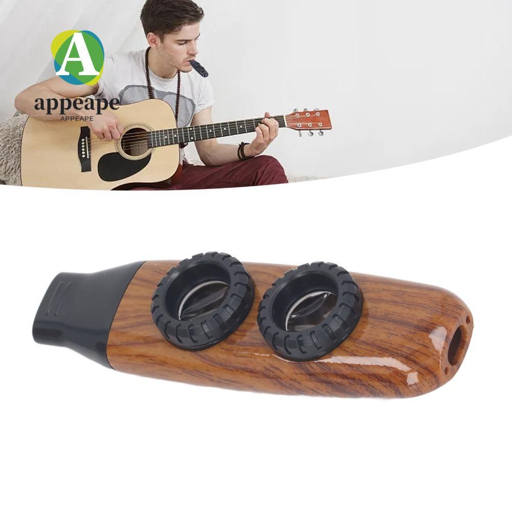 APPEAPE Kazoo ขลุ่ย, ขลุ่ย Dual Hole ABS วัสดุ Dual Hole, สีไม้แบบพกพา Kazoo สําหรับการเล่นประสิทธิภ