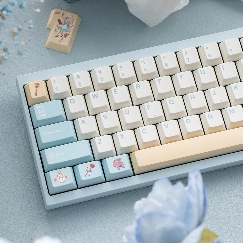 FBB Original Keycap alice in Wonderland PBT Sublimation ที่กําหนดเองคีย์บอร์ดแบบกลไกน่ารัก 1.7