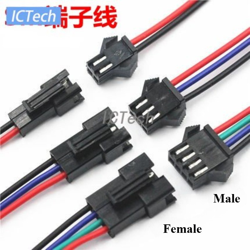 5 คู่ SM2.54 สาย JST LED Connector ขั้วต่อชายและหญิง 2Pin 3P 4P 5P 6P