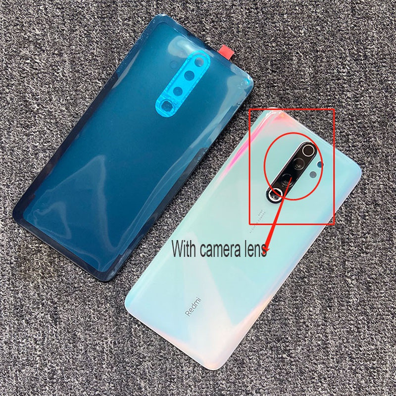 กระจกฝาหลังแบตเตอรี่ด้านหลังแผงสําหรับXiaomi Redmiหมายเหตุ 8 Pro M1906G7I M1906G7Gพร้อมเลนส์กล้องและ