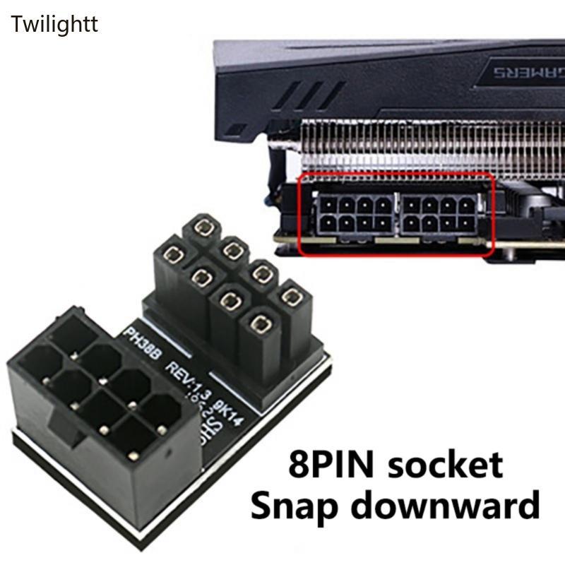 WILI 180 องศา PCIe 8Pin UTurn Power Adapter Connector สําหรับเพิ่มกราฟิกการ์ดความเข้ากันได้สูงอุณหภู