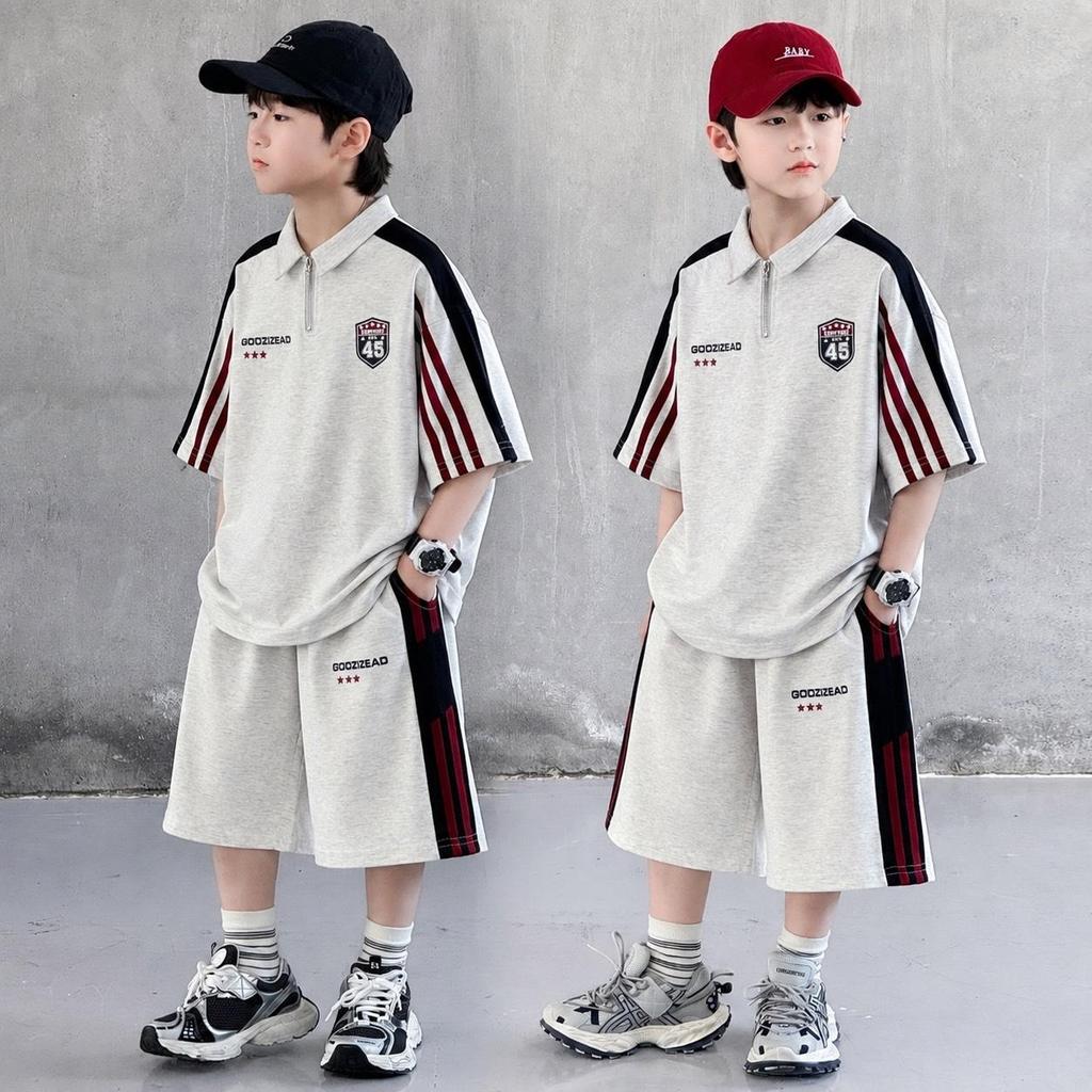 ชุดเด็กผู้ชาย เสือโปโล+กางเกงขาสั้น ชุดเข้าเซท2 ชิ้น สำหรับเด็กผู้ชาย แฟชันเด็ก ชุดเด็กคอโปโล