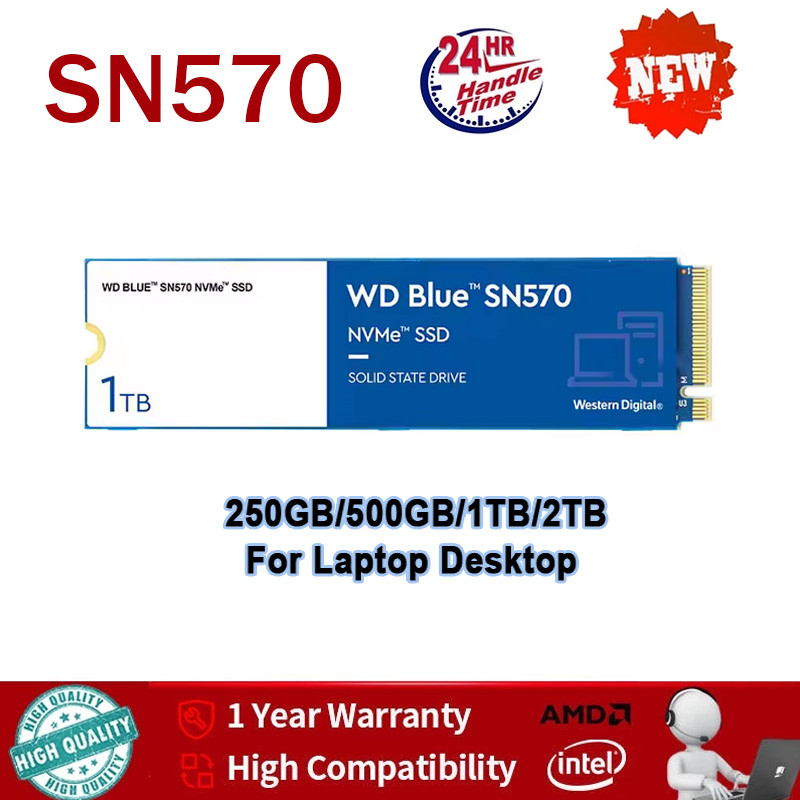 แบบพกพาภายนอก We-tern Digital Blue SN570 NVMe M.2 2280 Solid State Drive 250GB 500GB 1TB 2TB SSD