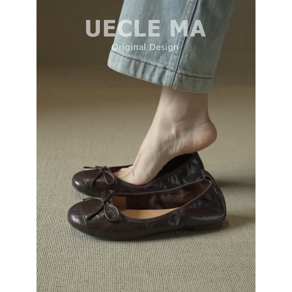 Lambskin~French Single Shoes Women Flat Bowknot Evening Shoes Soft Sole Ultra-Light Not Tyred Ankle 