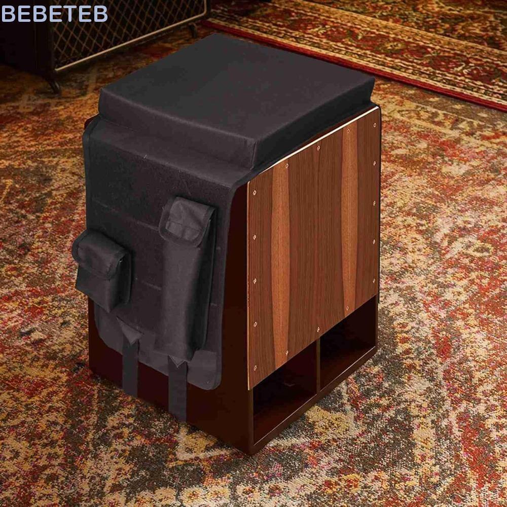 BEBETEB Cajon , เบาะรองนั่งกลอง Cajon แบบปรับได้, ฐานกันลื่นน้ําหนักเบาแบบพกพา 2 กระเป๋าด้านข้างกล่อ