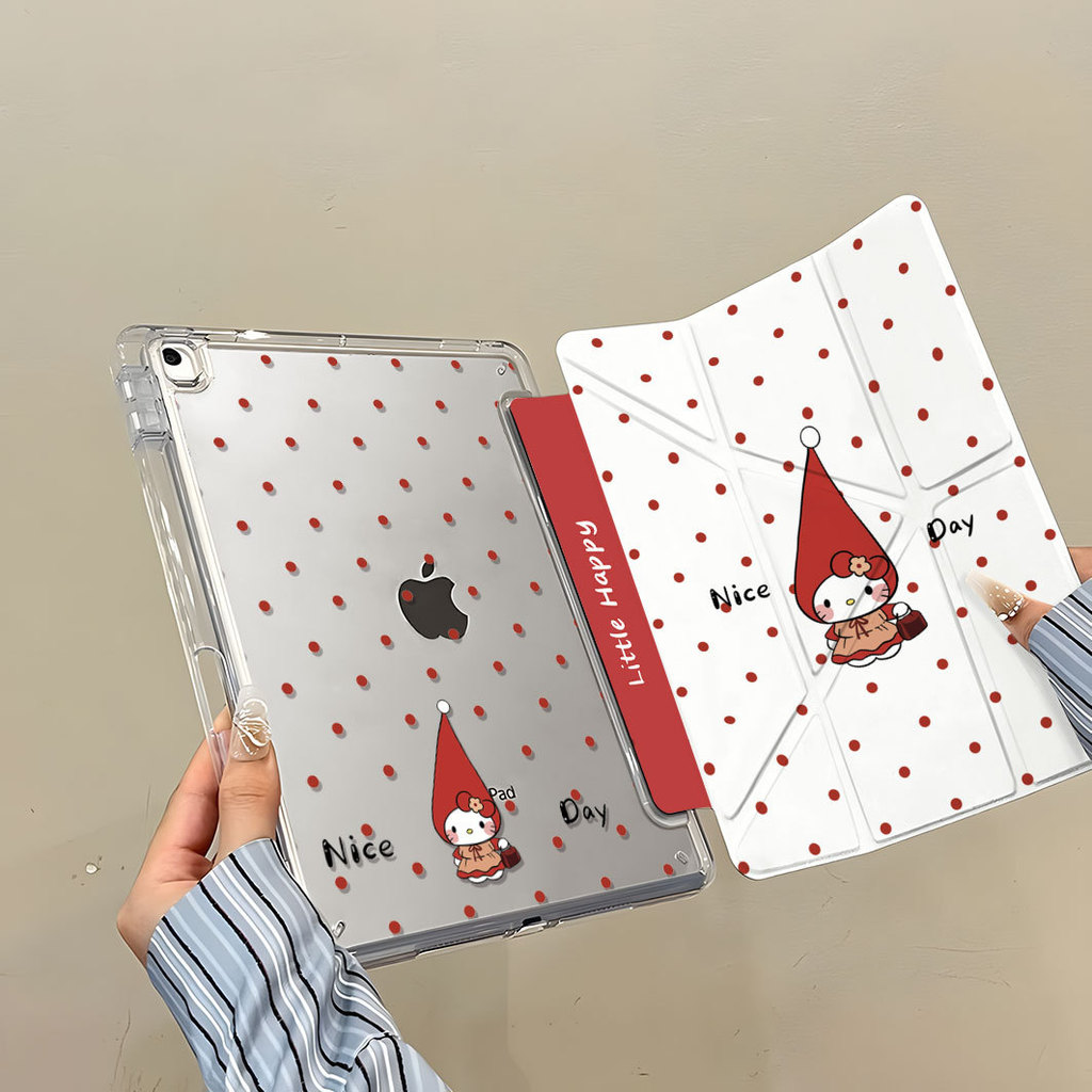 [โชคดี] Polka Dot Pointed Cap Katie ipad MINI7 เคสแท็บเล็ต A16 เคสป้องกัน pro37cm 9/8 Generation air