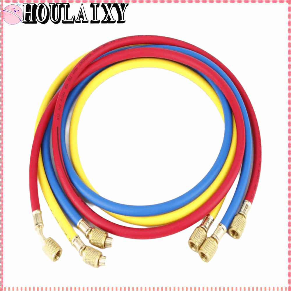 HOULAIXY 3pcs Refrigerant ชาร์จท่อ, 600 PSI ทํางานความดัน 1/4 นิ้ว SAE ด้ายเครื่องปรับอากาศท่อ,อเนกป