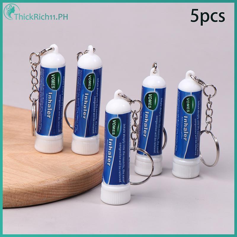 ThickRich 5 ชิ้นจมูก Sti พวงกุญแจ Boosts Focus Inhaler หลอด Cooling Nasal Inhaler Aromatherapy Energ