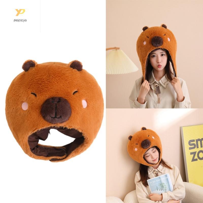 PPY Plush Capybara Head Cover Furry Hat Headgear Masquerade Cosplay Supplies