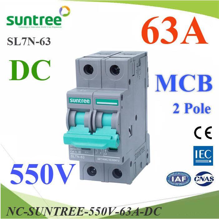 NC เบรกเกอร์ DC 550V -63A 2Pole เบรกเกอร์ไฟฟ้า SUNTREE BEC โซลาร์เซลล์ MCB..