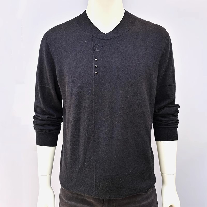 20QMS9021S 0081S Lijia Slim สไตล์ใหม่ Casual ธุรกิจผู้ชายฤดูหนาวเสื้อกันหนาวขนสัตว์รอบคอแขนยาว