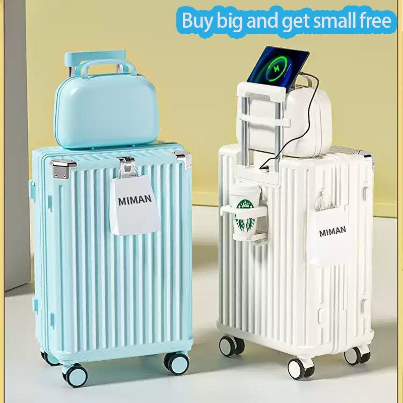 Luggage New Travel Password Boarding Leather Suitcase, Luggage Travel Bag USB Charging Suitcase