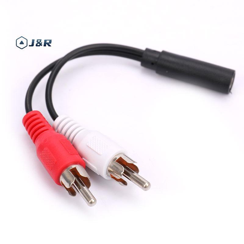 J&R> 3.5 มม.ขั้วต่อ RCA หญิง ja สายสเตอริโอ Y ปลั๊ก 2 สายอะแดปเตอร์ RCA ชาย