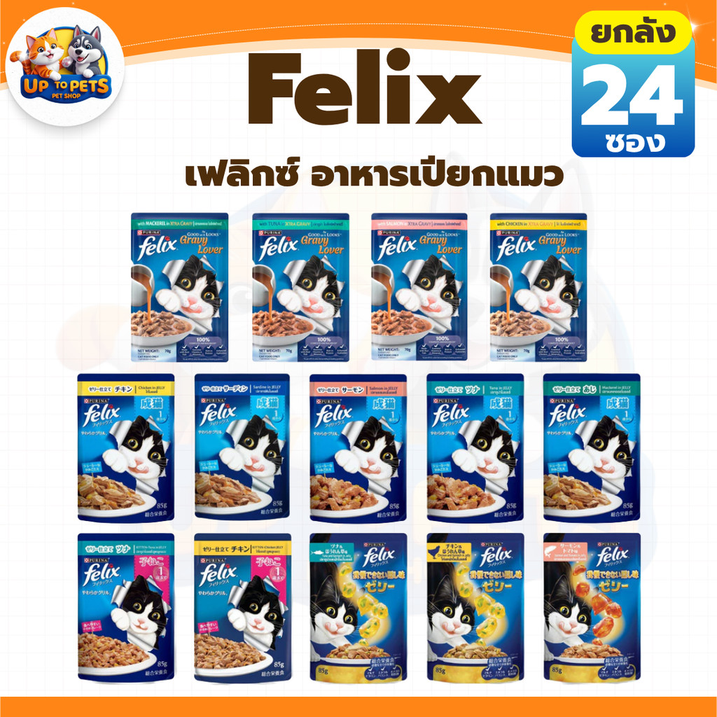 [ยกลัง 24 ซอง]  Felix เฟลิกซ์ อาหารเปียกแมวส่งไว เนื้อแน่นเต็มซอง!