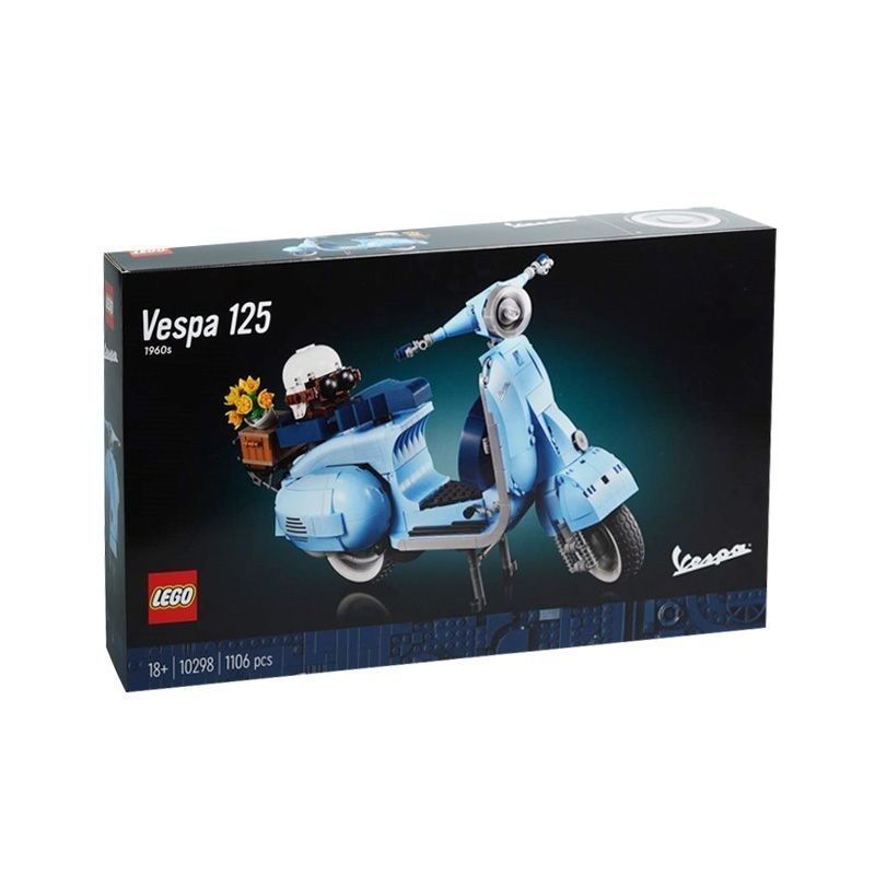 10298Vespa125 สกู๊ตเตอร์รถจักรยานยนต์ Vespa Vespa Creative Master Building Block ของเล่น