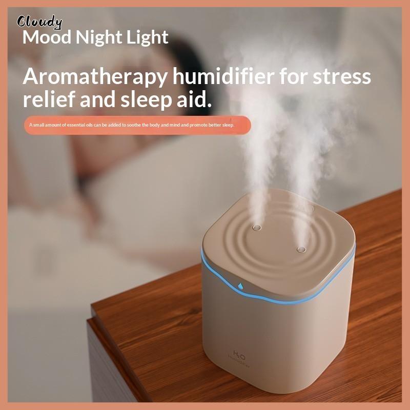 [Cloudy] 2.2L มัลติฟังก์ชั่น USB Air Humidifier หัวฉีดคู่ขนาดใหญ่ความจุ Aroma Diffuser สําหรับ SPA H