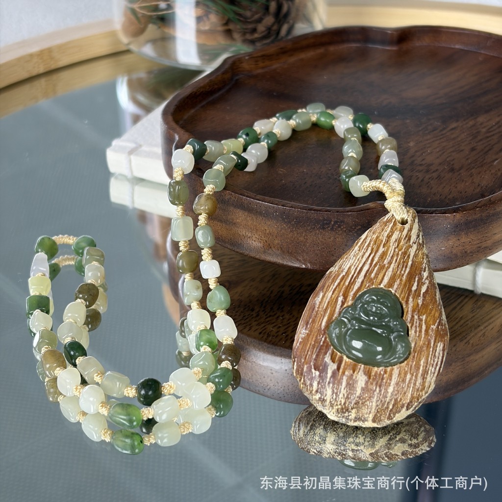 พร้อมสร้อยคอรูปทรงจับคู่วัสดุเคมีเวียดนาม Nha Trang Shen ไม้ฝังธรรมชาติ SY2V