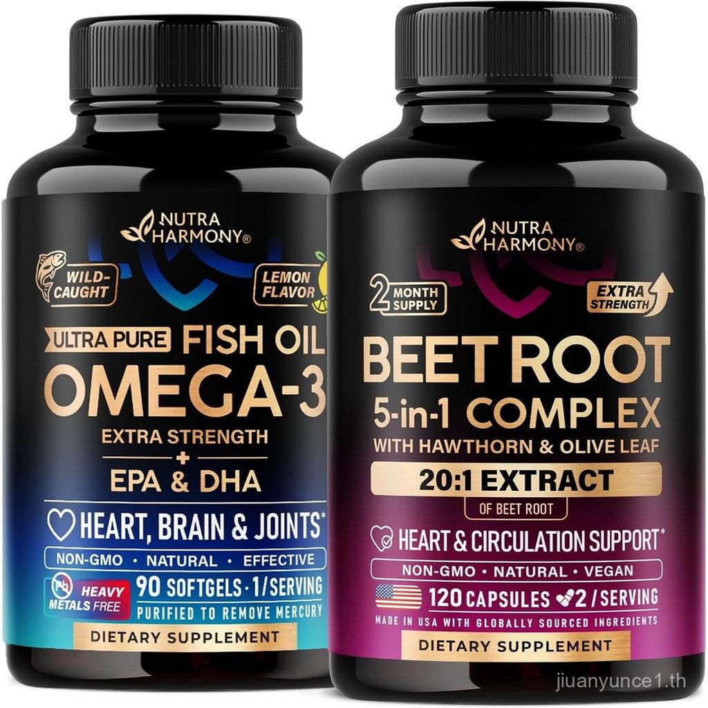 NUTRAHARMONY Beet Root Capsules & Omega 3 Oil Softgels