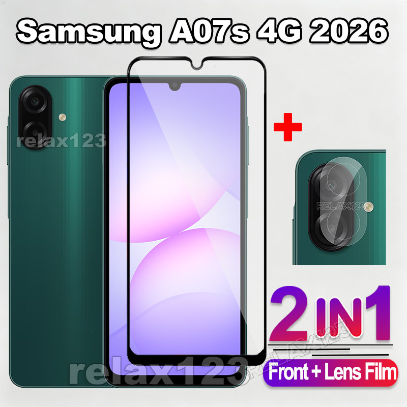 SAMSUNG สําหรับSamsung A07s 4G 2IN1 Full Screen ProtectorกระจกนิรภัยสําหรับSAMSUNG Galaxy A07s 07 S 